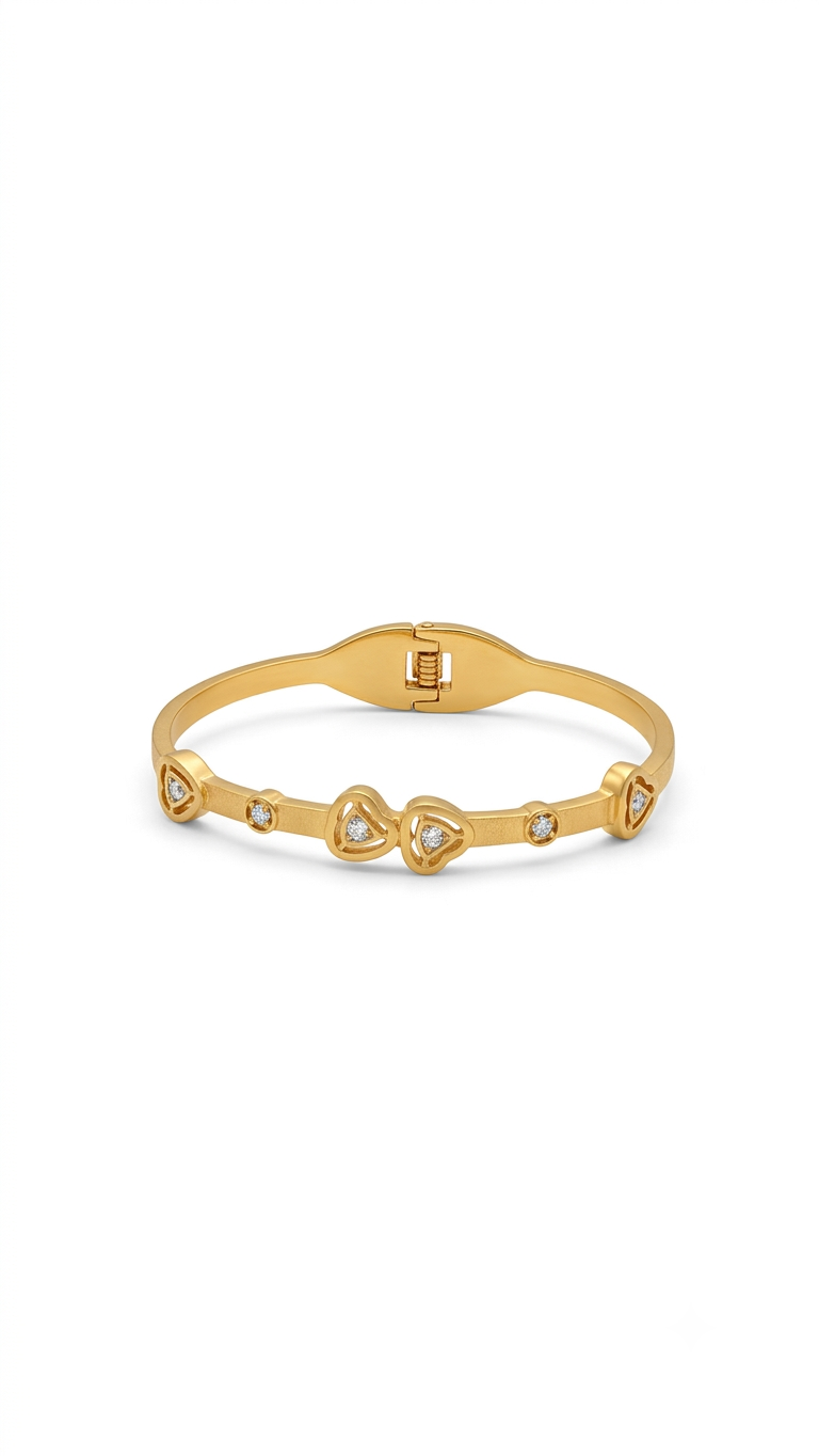 Twin Heart Crystal Gold Kada